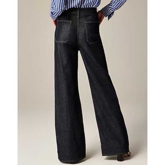 J.Crew Womens '96 Dark Denim Sailor Wide Leg Trouser Jeans Size 28 Blue AN NWT - Picture 2 of 12